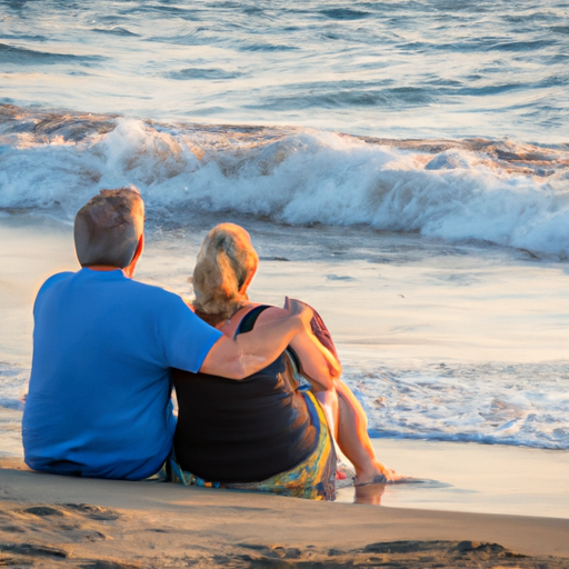 תמונה שלווה של זוג שנהנה מהפנסיה על חוף הים, המייצגת את חלום הפרישה המוקדמת
